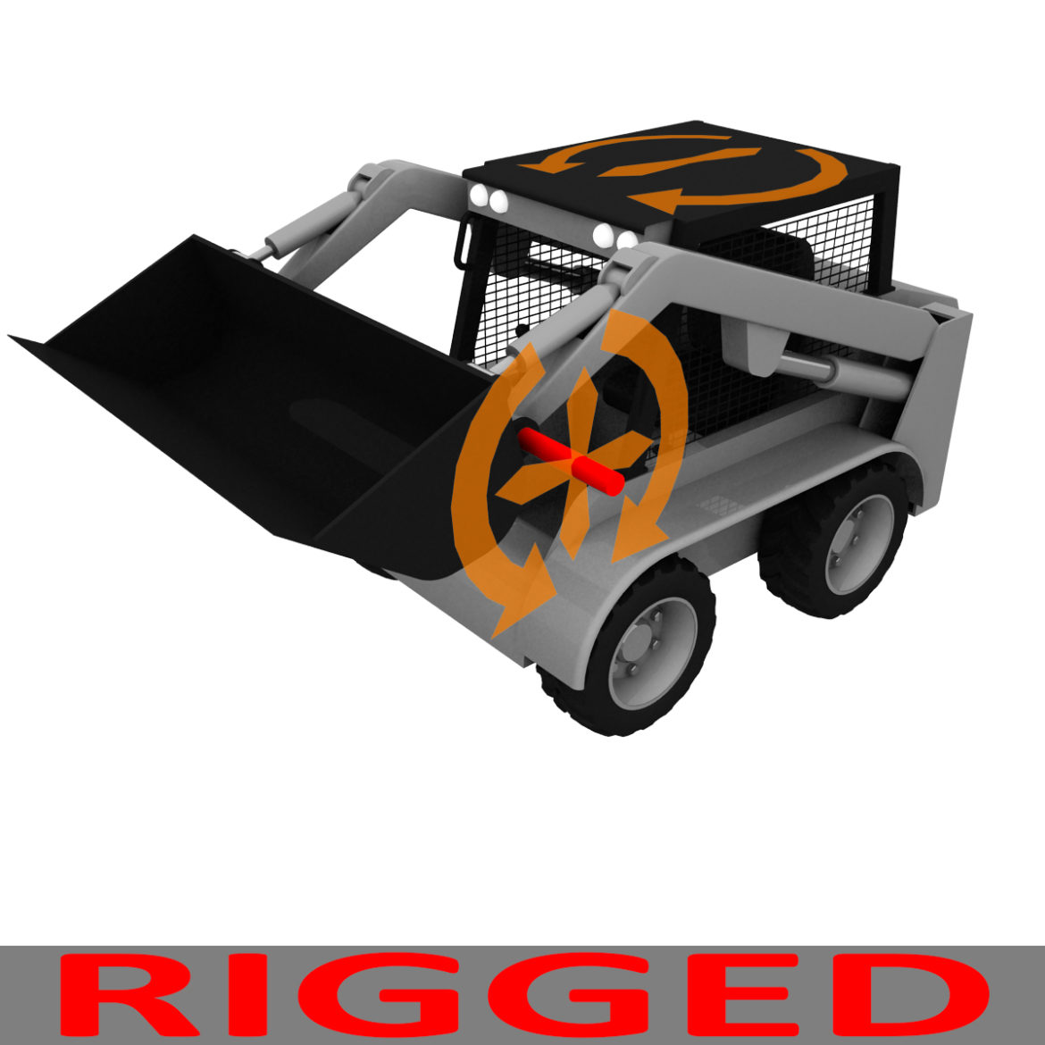 rigged bobcat – skid steer loader 3d model 3ds max fbx obj 293859