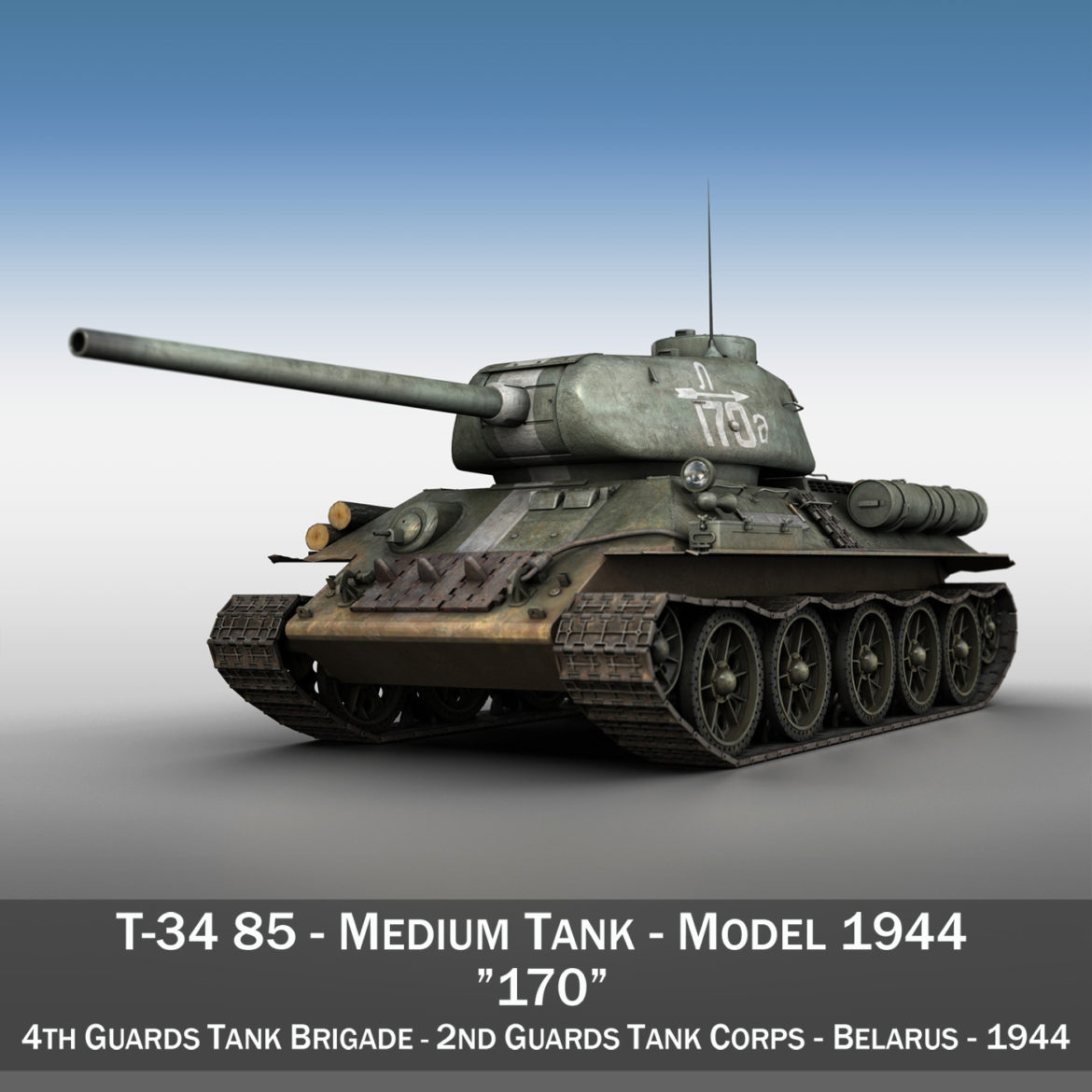 t-34 85 – soviet medium tank – 170 3d model 3ds fbx c4d lwo obj 294186