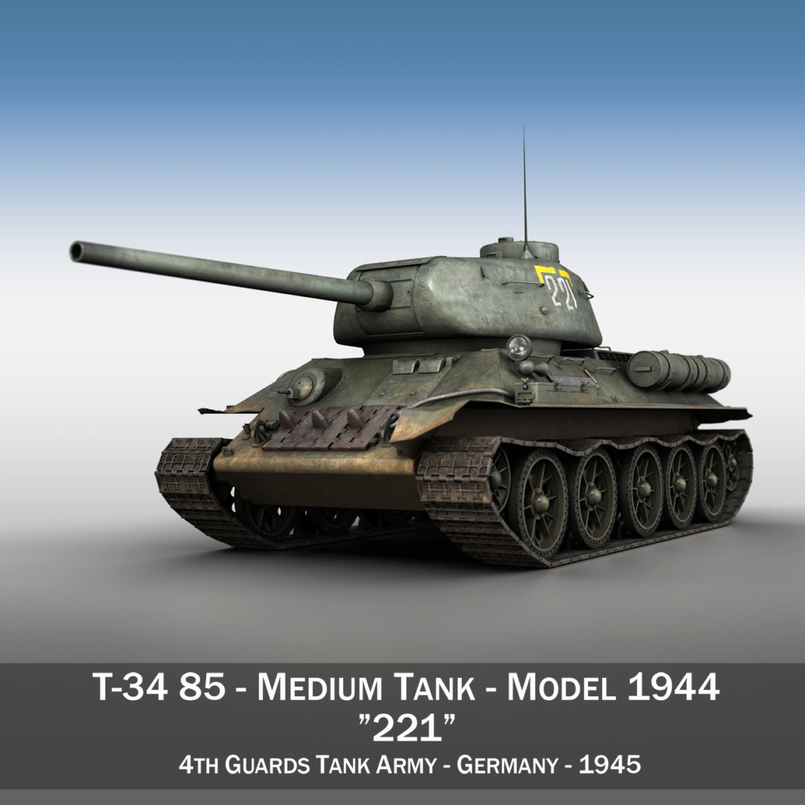 t-34 85 – soviet medium tank – 221 3d model 3ds fbx c4d lwo obj 294200