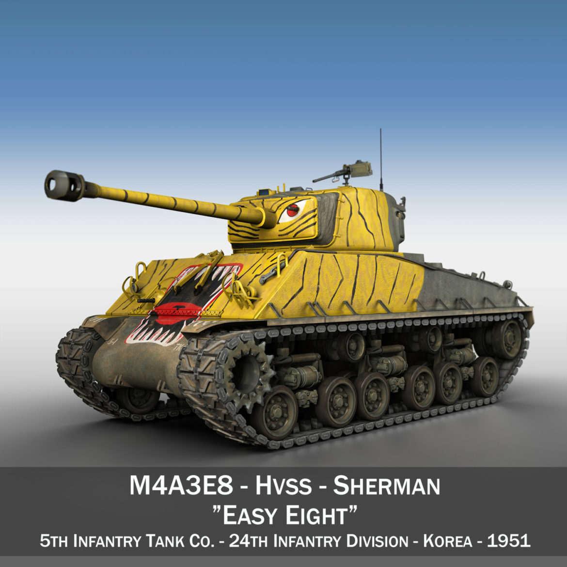 m4a3e8 sherman – easy eight – korea 3d model 3ds fbx c4d lwo obj 294390
