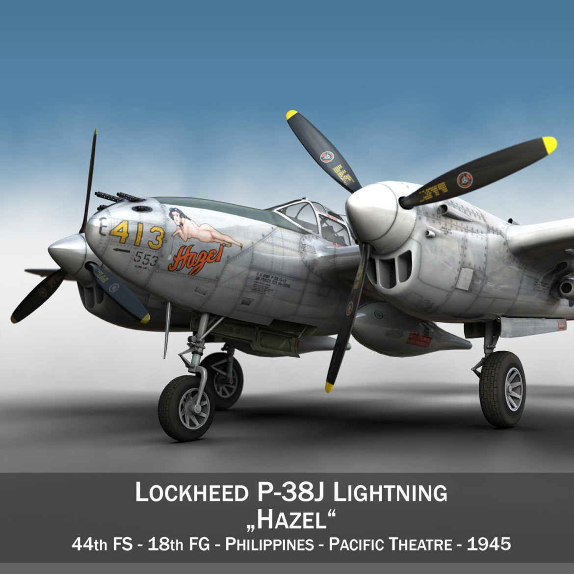 lockheed p-38 lightning – hazel 3d model fbx c4d lwo obj 295744