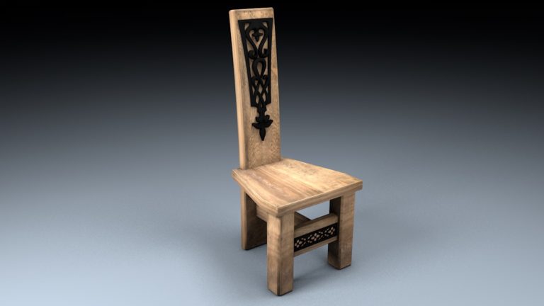 Medieval Table, Bench, Chair Set 3D Model - FlatPyramid