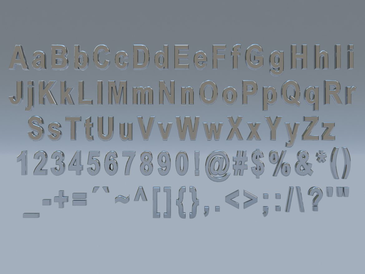 alphanumerics characters in arial format 3d model max fbx  obj 298110