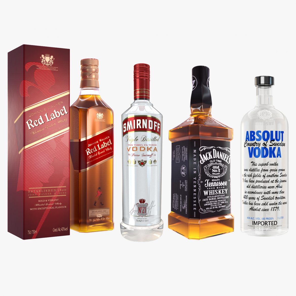 alcohol bottle vodka whisky collection 3d model max fbx ma mb obj 298620