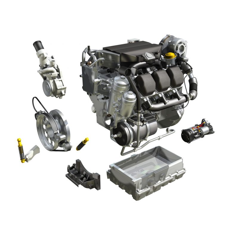 Diesel Turbo - 6-cylinder Engine 3D Model - FlatPyramid