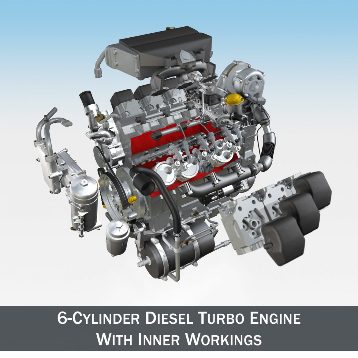 diesel turbo engine with interior parts 3d model 3ds fbx c4d lwo obj 299688