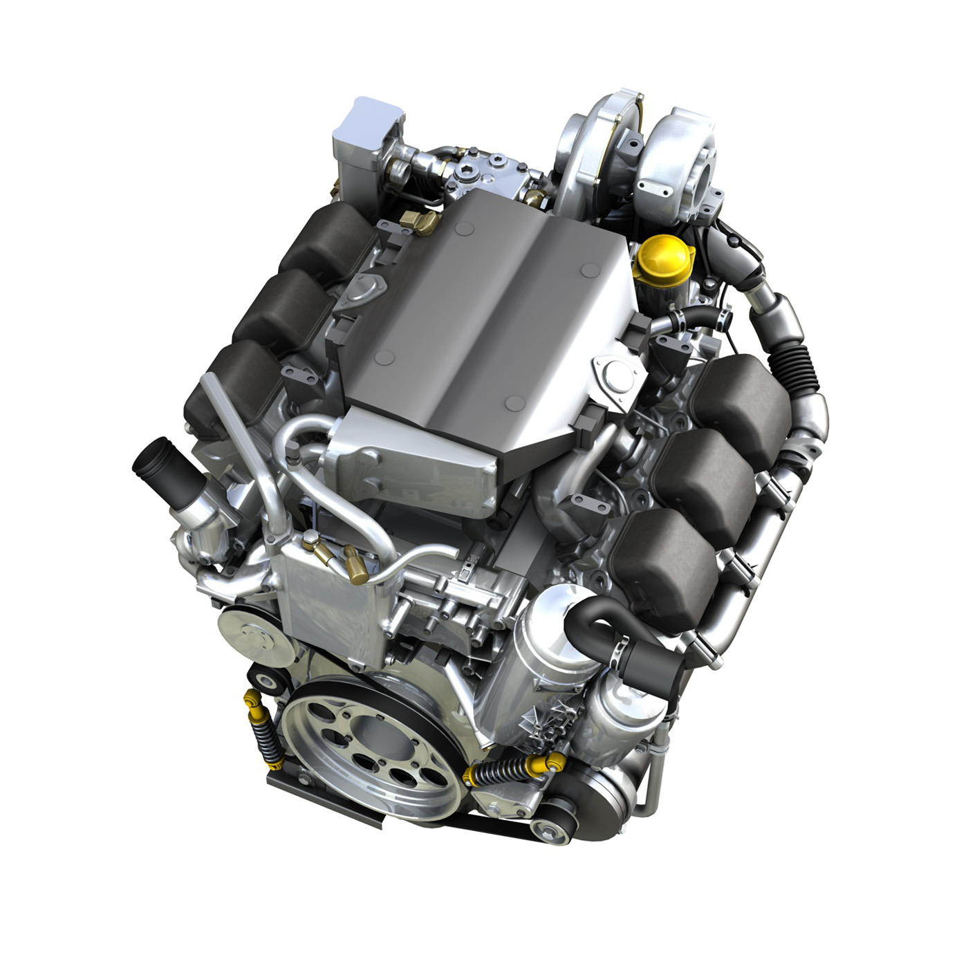 Diesel Turbo - 6-cylinder Engine 3D Model - FlatPyramid