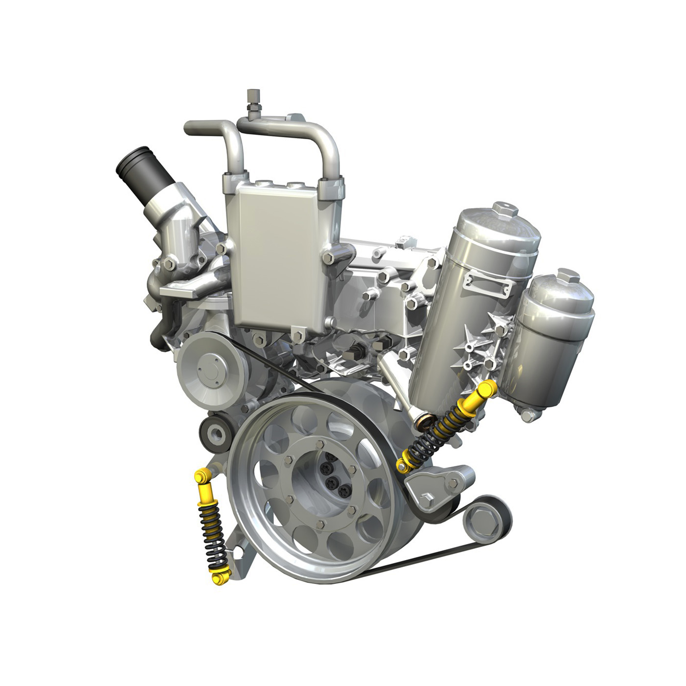 Diesel Turbo - 6-cylinder Engine 3D Model - FlatPyramid