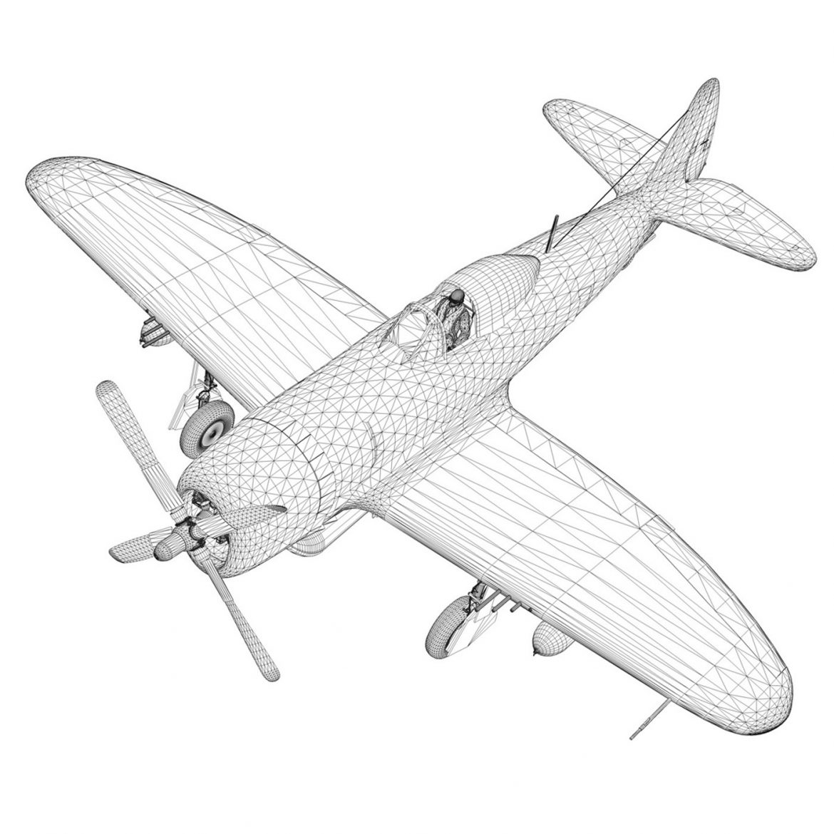 republic p-47d thunderbolt – lt.col. f.s.gabreski 3d model fbx c4d lwo obj 299900