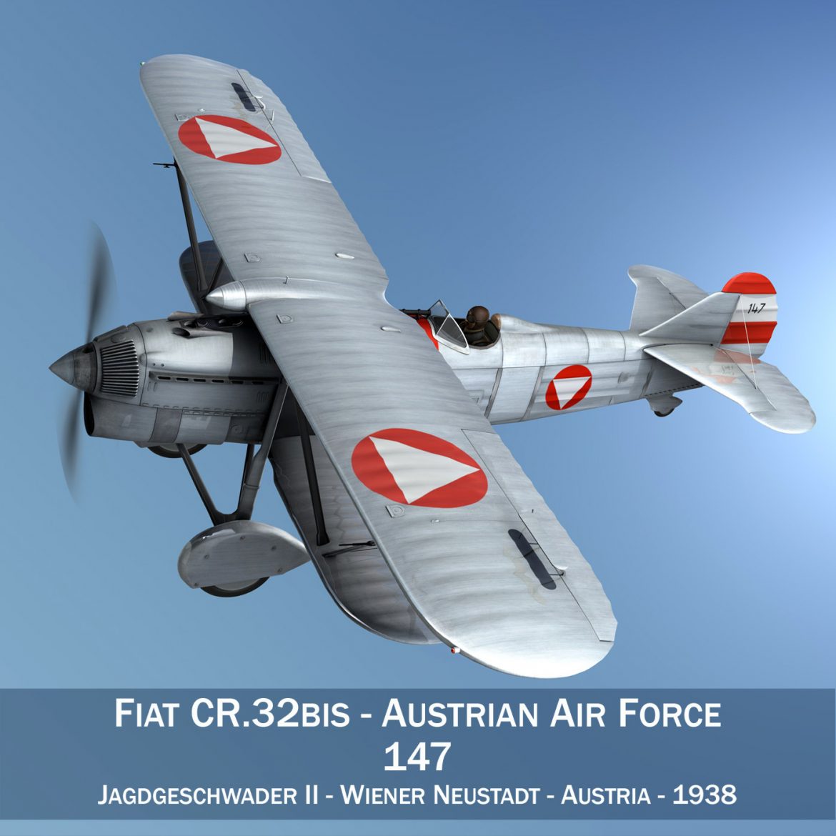 fiat cr.32 – austrian air force jagdgeschwader ii 3d model fbx c4d lwo obj 299993