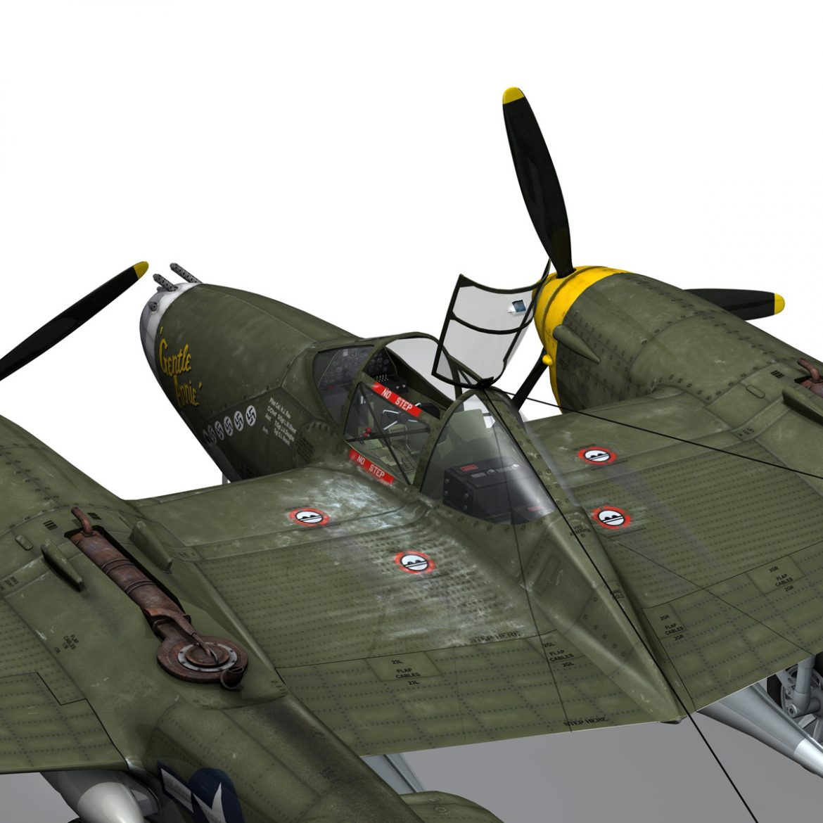 lockheed p-38 lightning – gentle annie 3d model fbx c4d lwo obj 300094