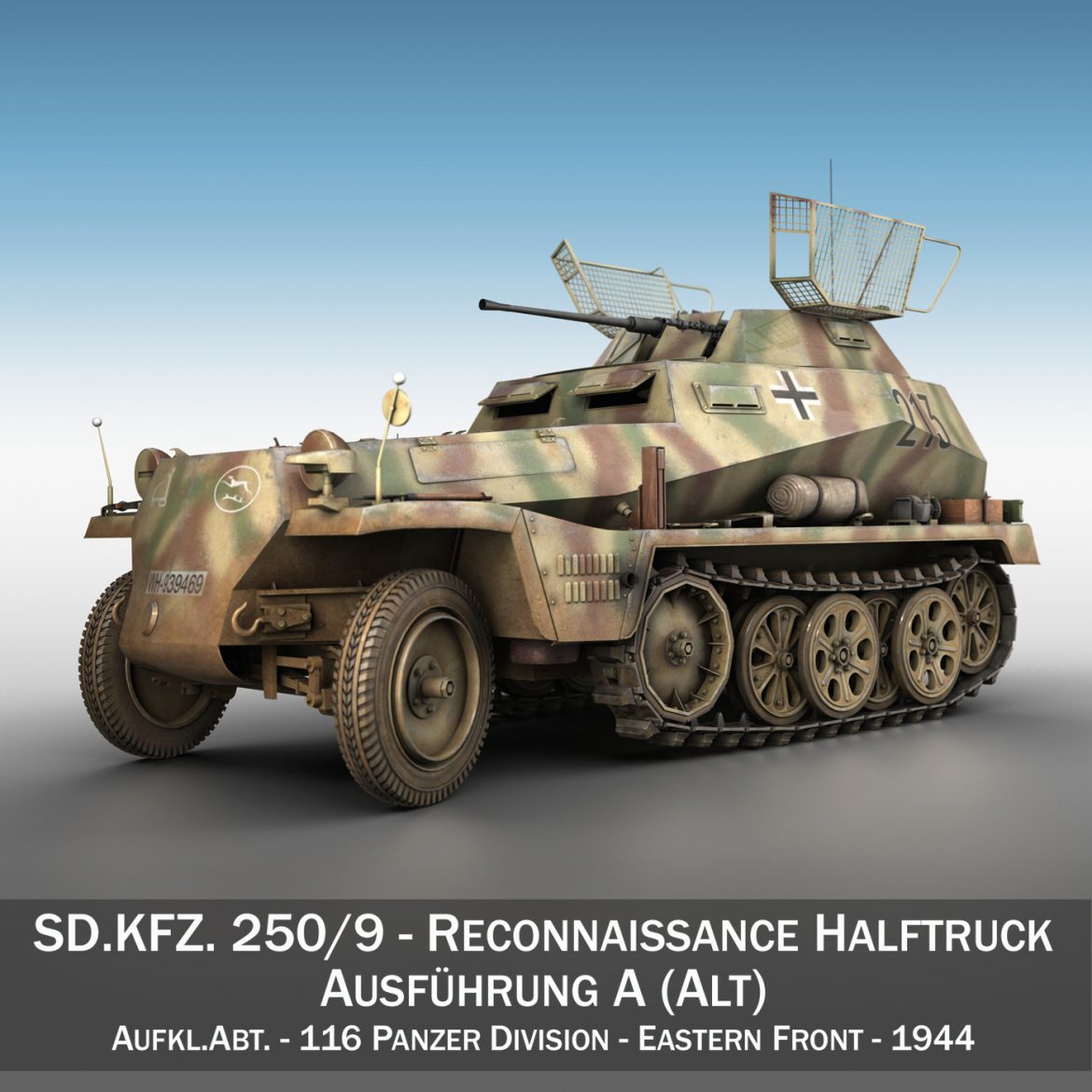 sd.kfz 250/9 – reconnaissance halftruck – 116pzdiv 3d model 3ds fbx c4d lwo obj 300374