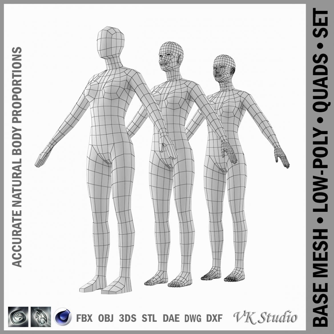 female base mesh natural proportions in a-pose 3d model 3ds max dxf dwg fbx c4d dae ma mb  obj 301355