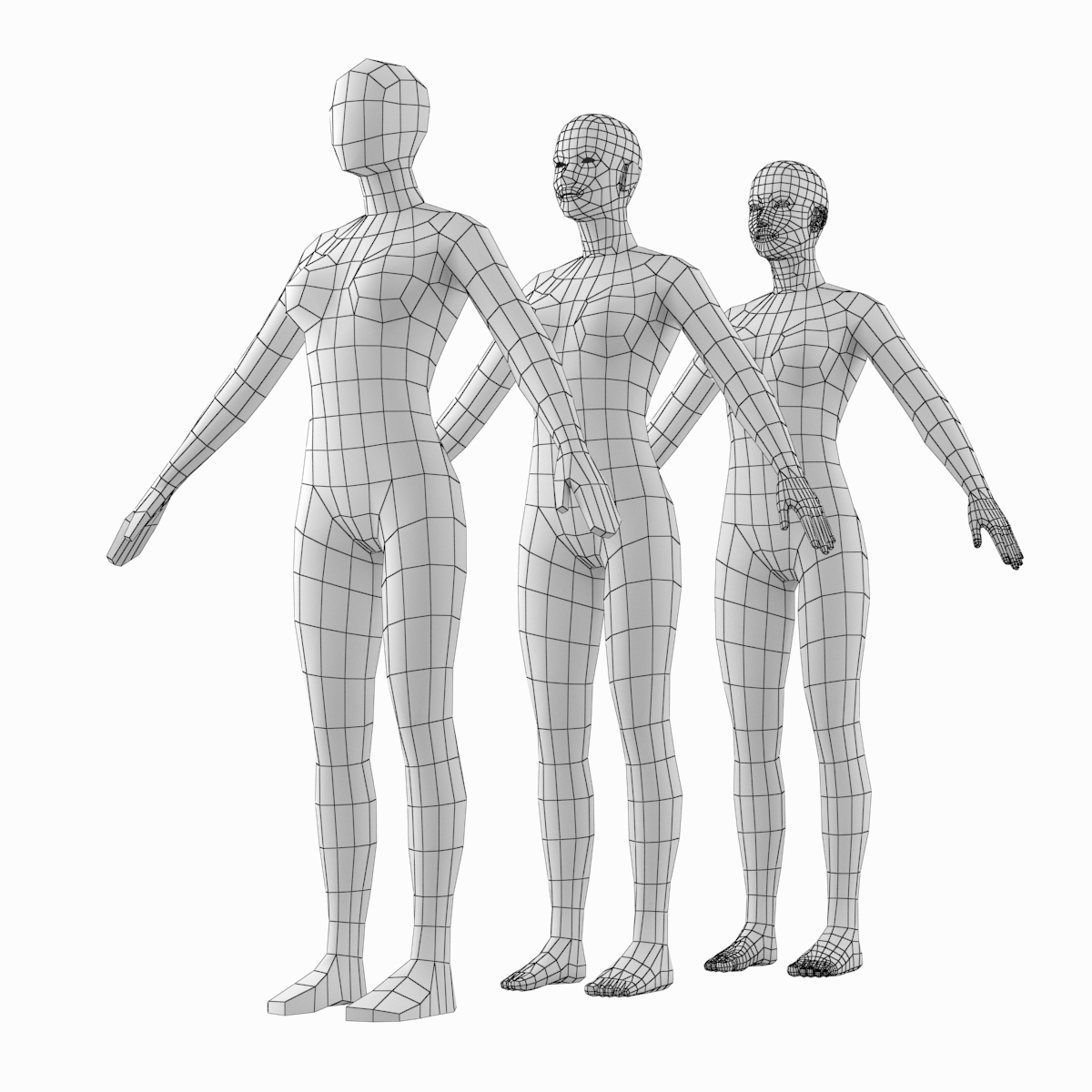 Female Base Mesh Natural Proportions in A-Pose 3D Model - FlatPyramid