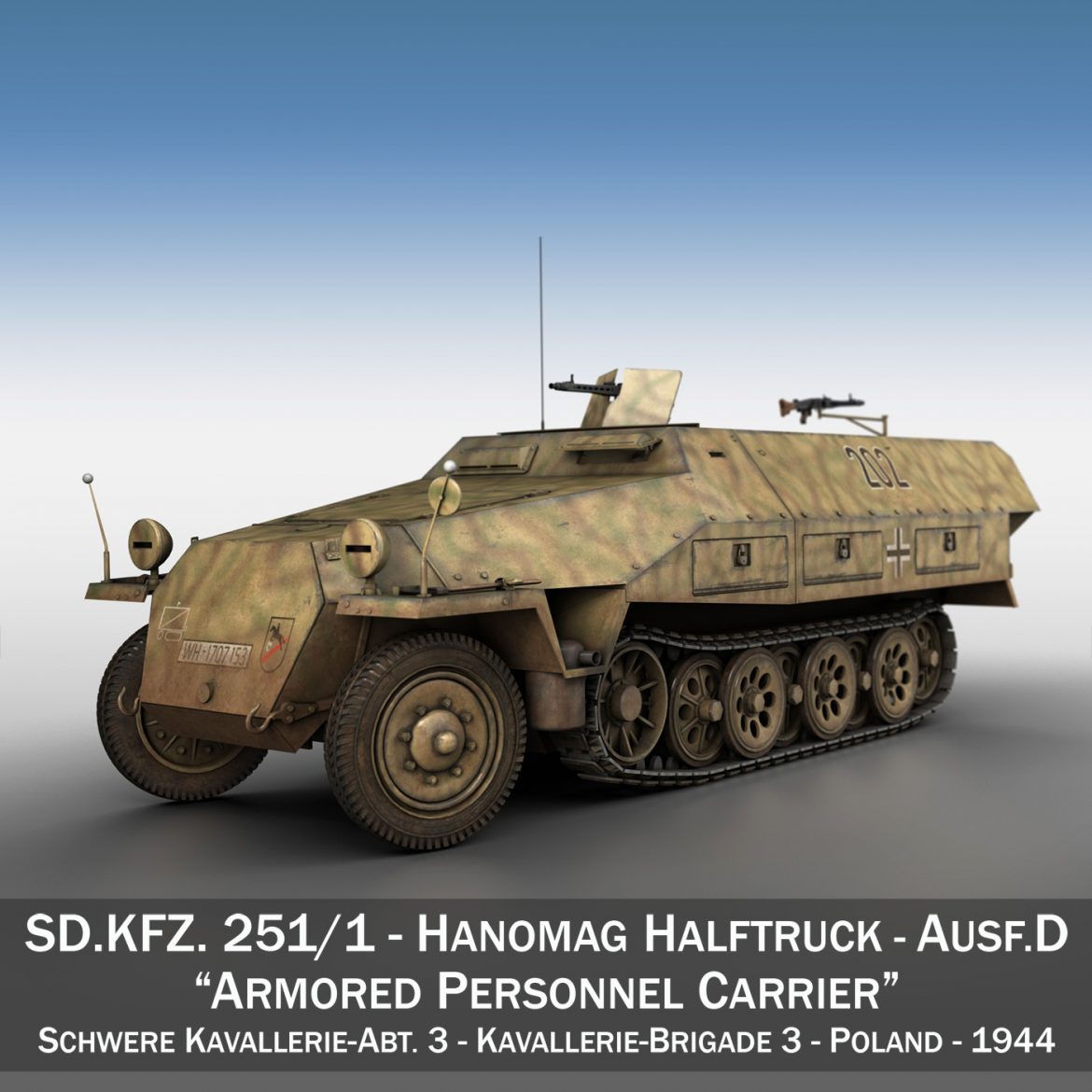 sd.kfz 251/1 ausf.d – half-track – 202 3d model 3ds fbx c4d lwo obj 301415