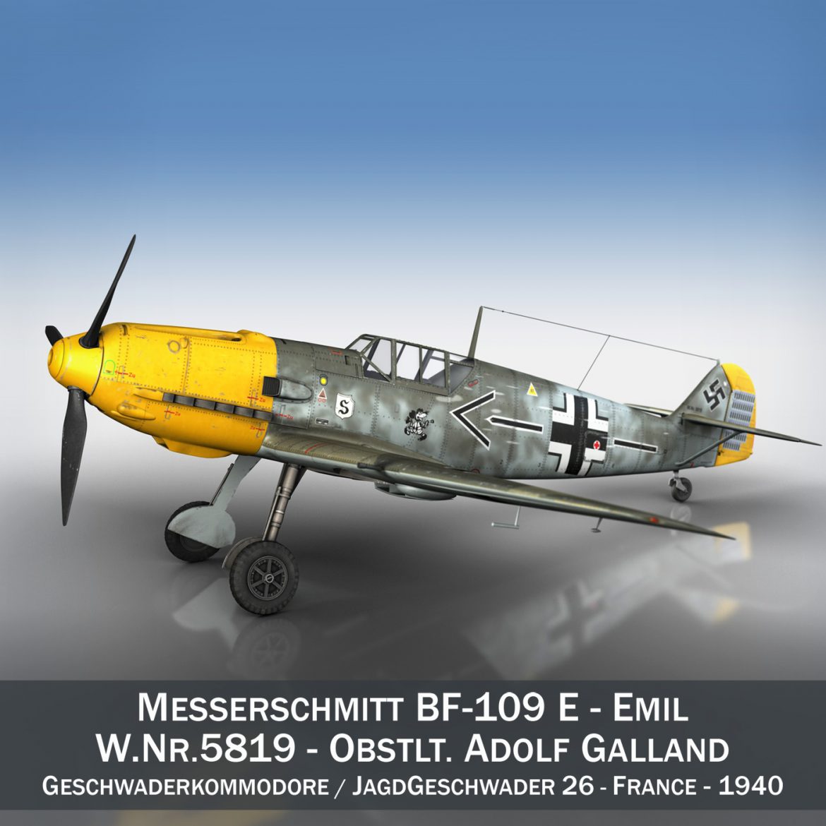messerschmitt – bf-109 e – jg26 3d model 3ds fbx c4d lwo obj 301434