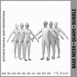 female and male base mesh in a pose bundle 3d model 3ds max dxf dwg fbx c4d dae ma mb  obj 301857