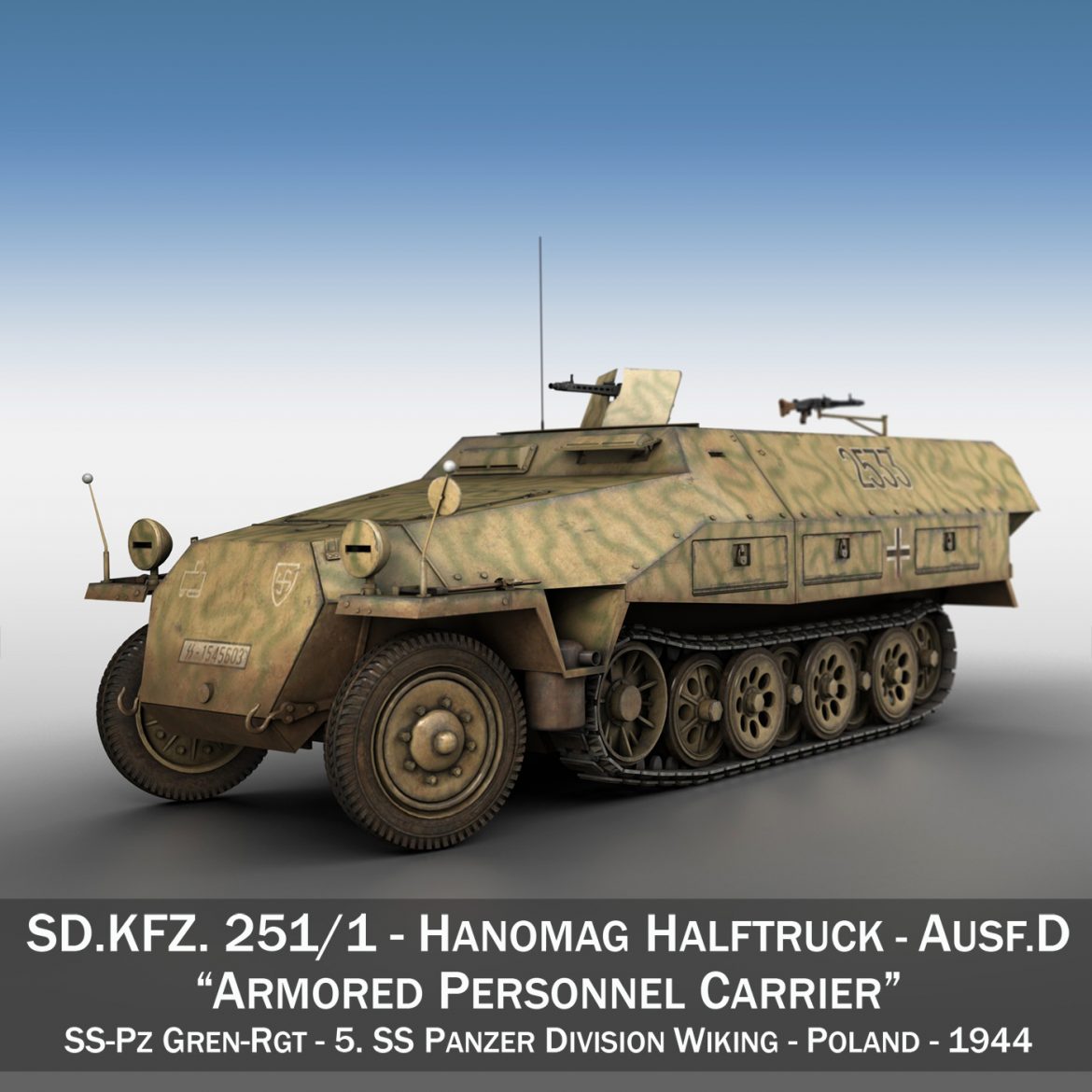 sd.kfz 251/1 ausf.d – half-track – 2533 3d model 3ds fbx c4d lwo obj 302607
