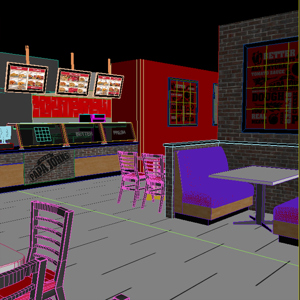 Papa John's Pizza Restaurante 01 Modelo 3d