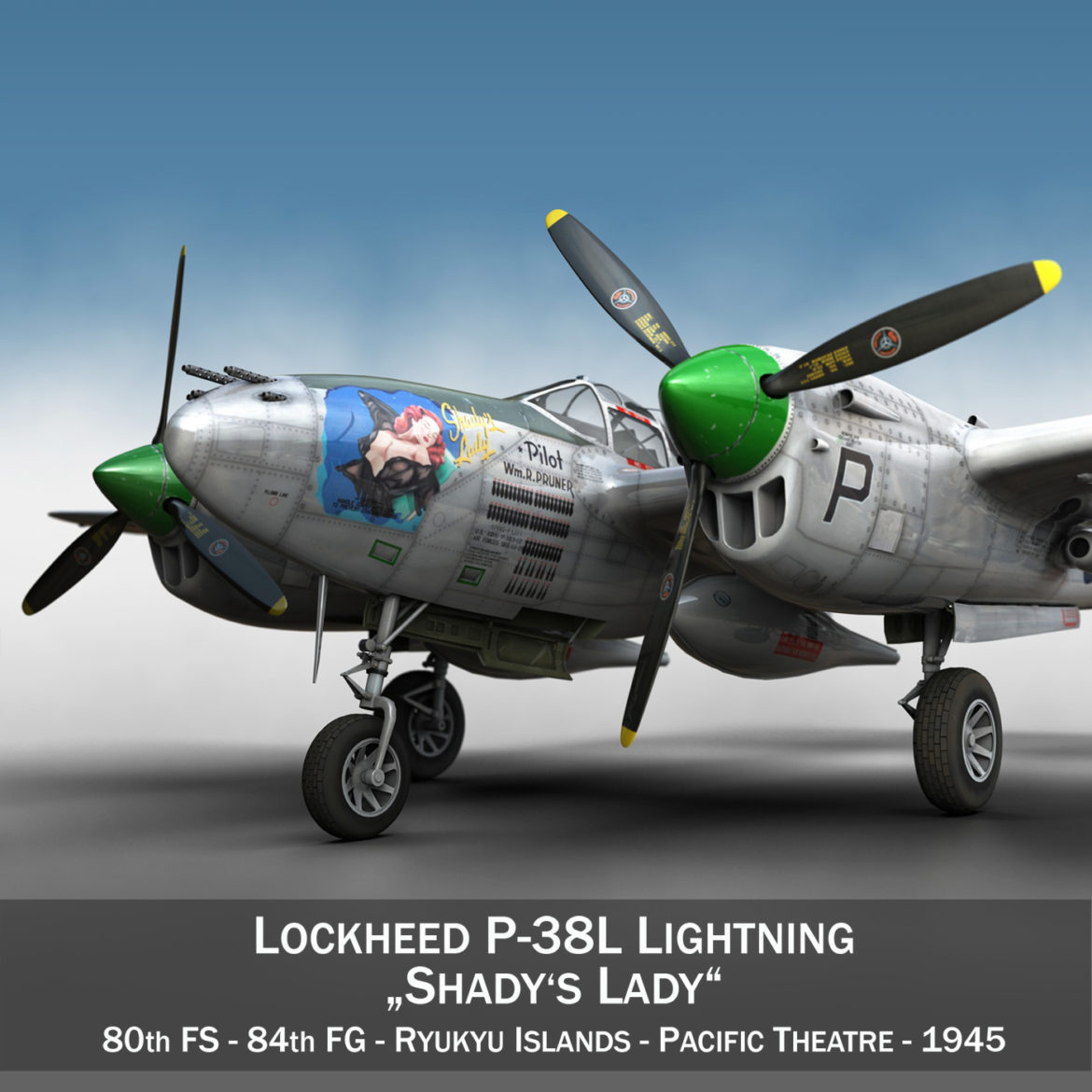 lockheed p-38 lightning – shadys lady 3d model fbx lwo lw lws obj c4d 303782