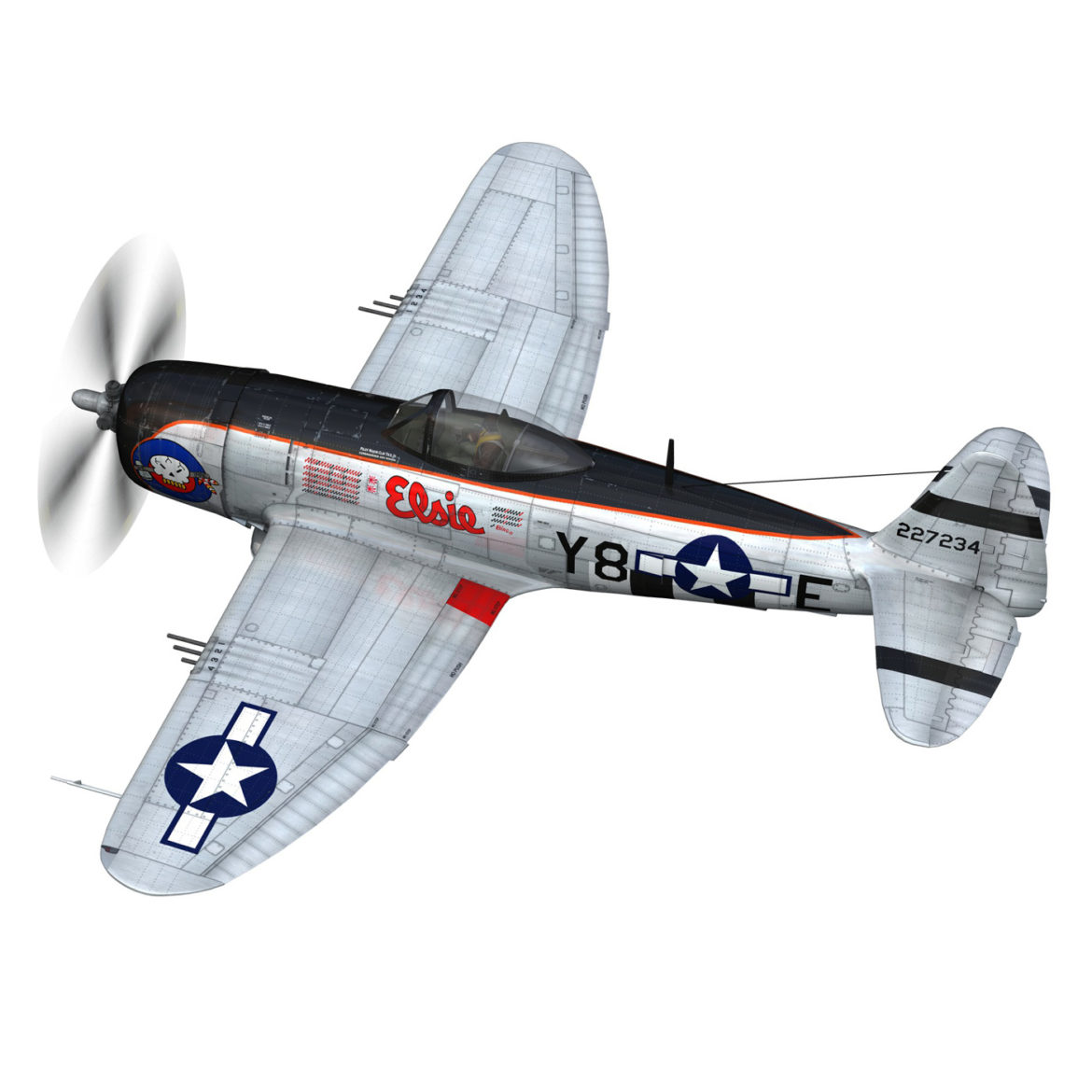 republic p-47d thunderbolt – elsie – lil butch 3d model fbx lwo lw lws obj c4d 303894
