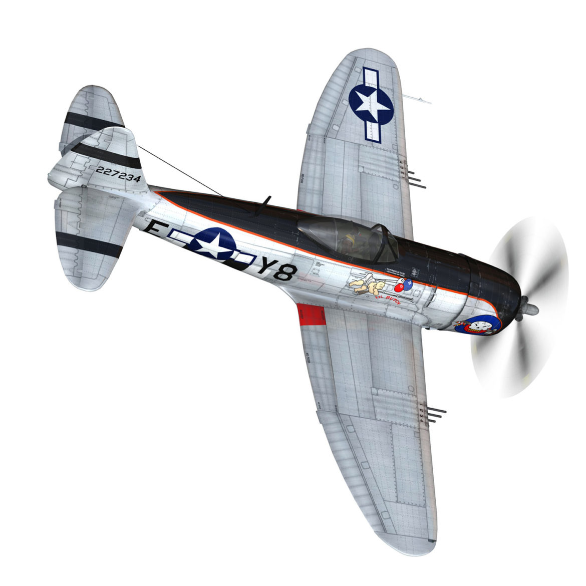 republic p-47d thunderbolt – elsie – lil butch 3d model fbx lwo lw lws obj c4d 303895