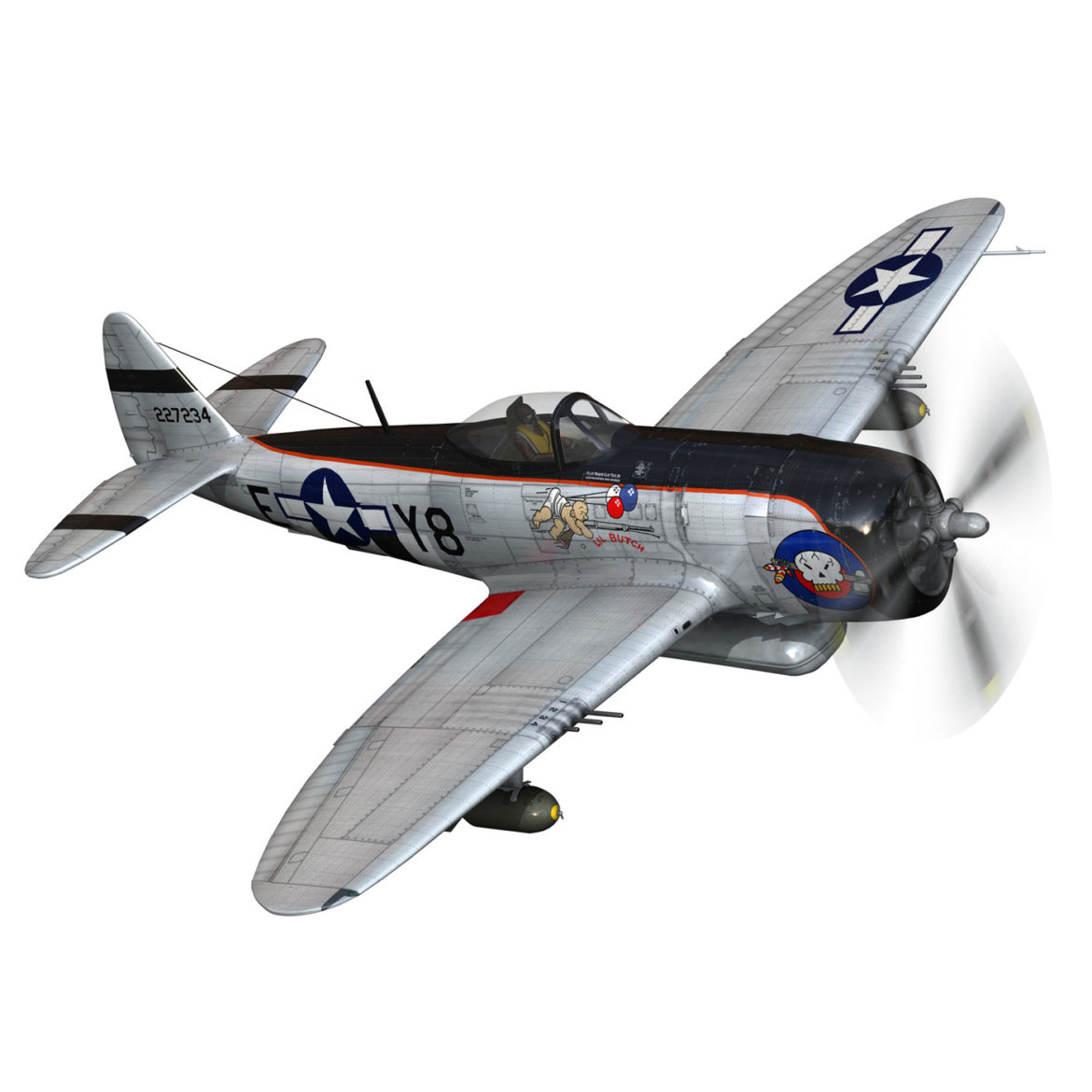 republic p-47d thunderbolt – elsie – lil butch 3d model fbx lwo lw lws obj c4d 303897