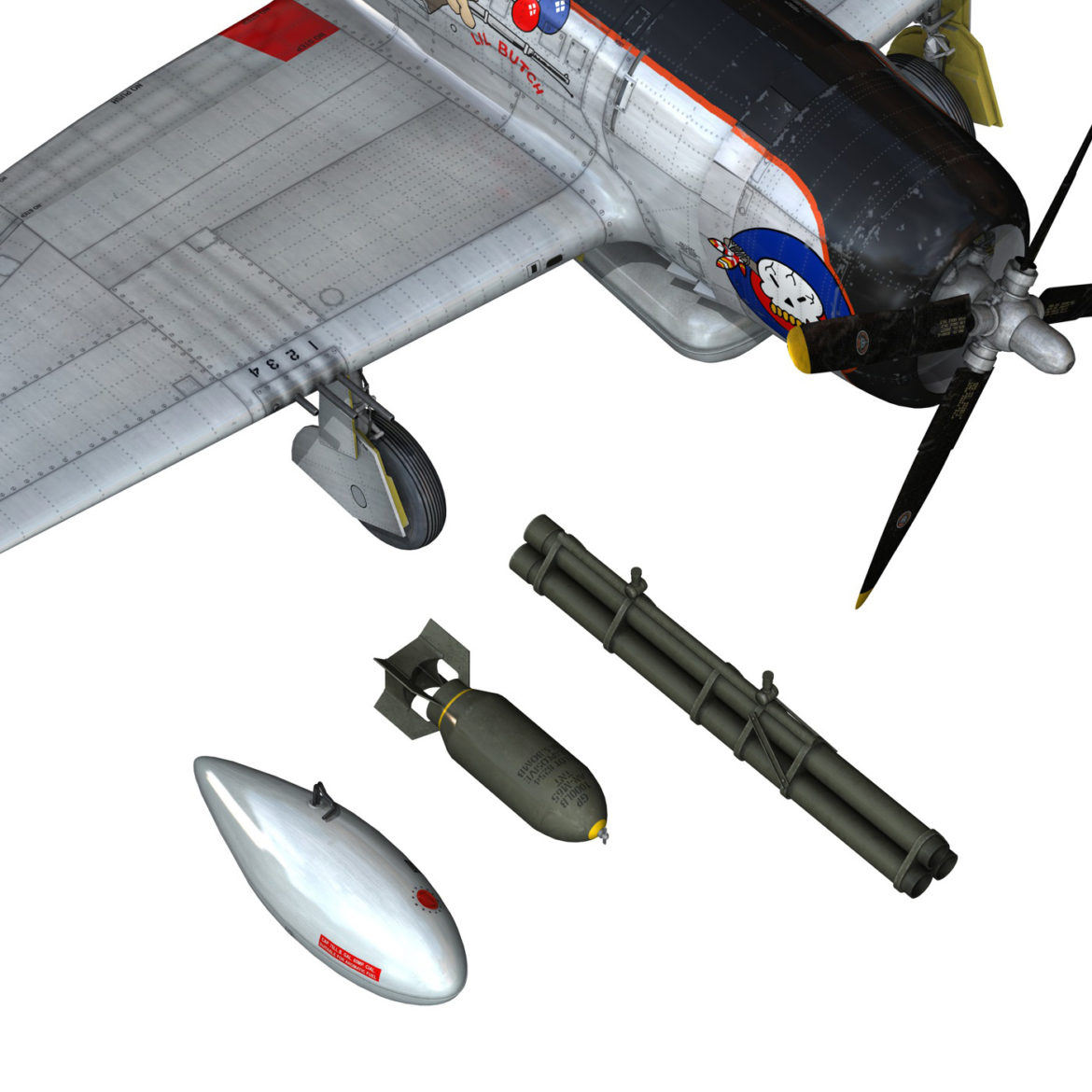 republic p-47d thunderbolt – elsie – lil butch 3d model fbx lwo lw lws obj c4d 303906