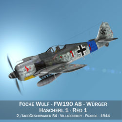 focke wulf – fw190 a8 – red 1 3d model 3ds c4d fbx lwo lw lws obj 304068