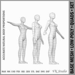 female base mesh in modeling poses 3d model png 3ds c4d dae dwg dxf fbx max ma mb obj stl 304693
