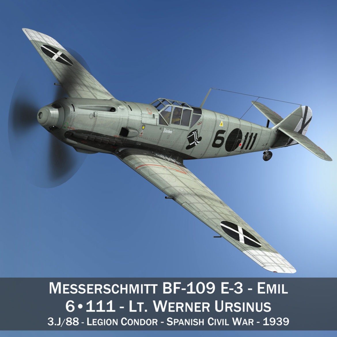 messerschmitt – bf-109 e – 6-111 3d model 3ds c4d fbx lwo lw lws obj 305054