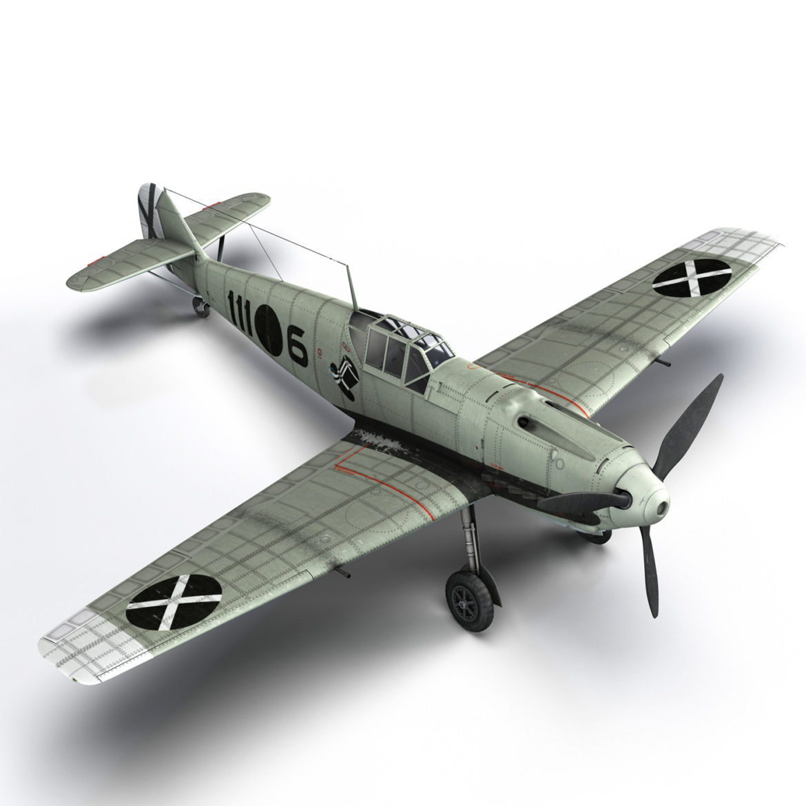 messerschmitt – bf-109 e – 6-111 3d model 3ds c4d fbx lwo lw lws obj 305070
