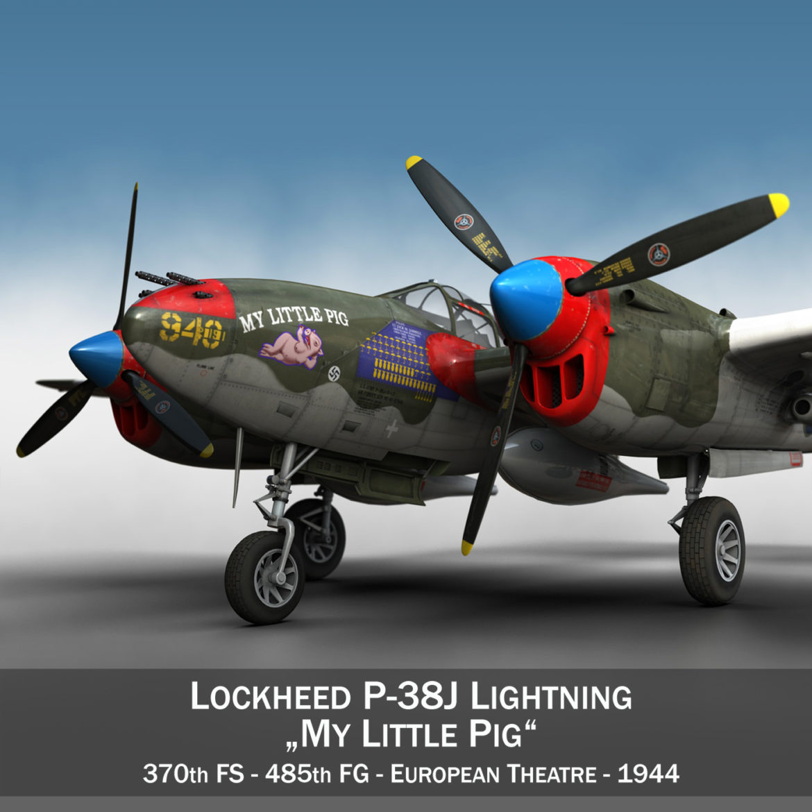 lockheed p-38 lightning – my little pig 3d model fbx lwo lw lws obj c4d 305109