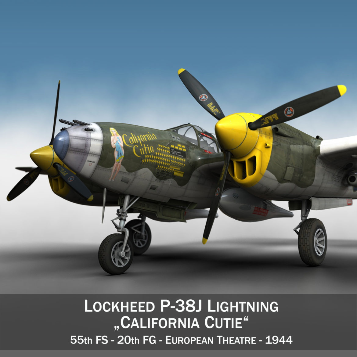 lockheed p-38 lightning – california cutie 3d model fbx lwo lw lws obj c4d 305133