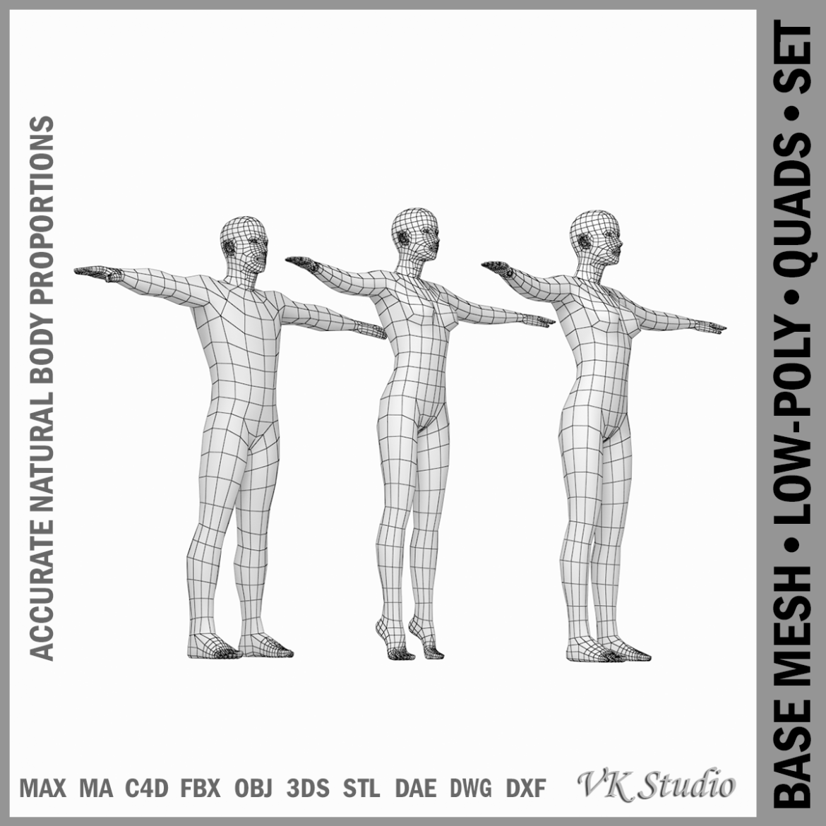 male and female base mesh in t-pose 3d model png stl obj ma mb max fbx dxf dwg dae c4d 3ds txt 305170