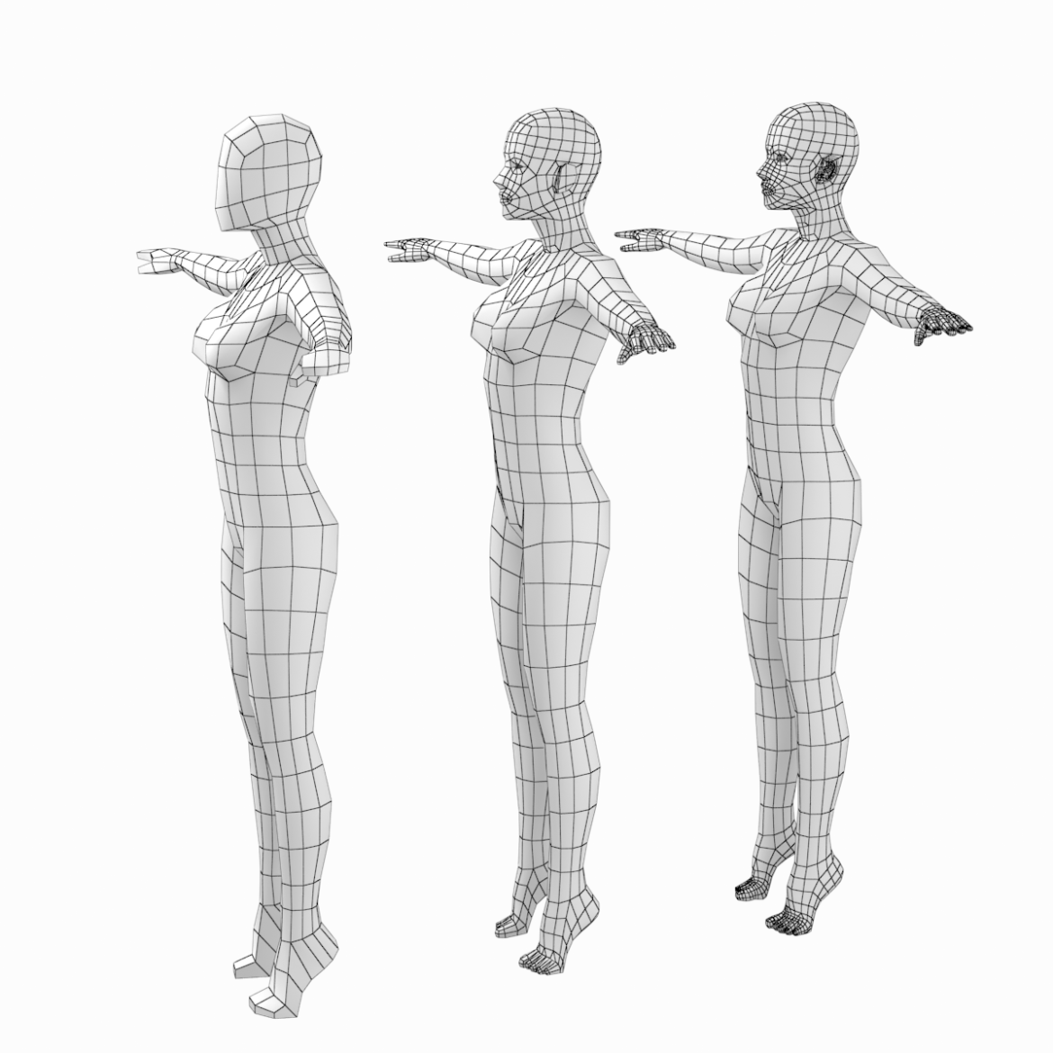 female body on toes base mesh in t-pose 3d model txt 3ds c4d dae dwg dxf fbx max ma mb obj stl png 305205