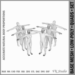 female and male base mesh in t-pose bundle 3d model png stl obj ma mb max fbx dxf dwg dae c4d 3ds txt 305401