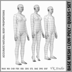 female and male base mesh in rest pose 3d model png c4d dae dwg dxf fbx max ma mb obj stl txt 305798