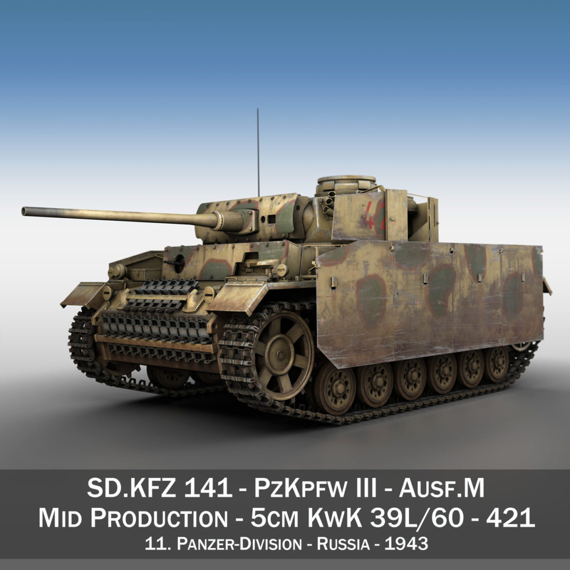 pzkpfw iii – panzer 3 – ausf.m – 421 3d model 3ds lwo lw lws obj c4d 306065