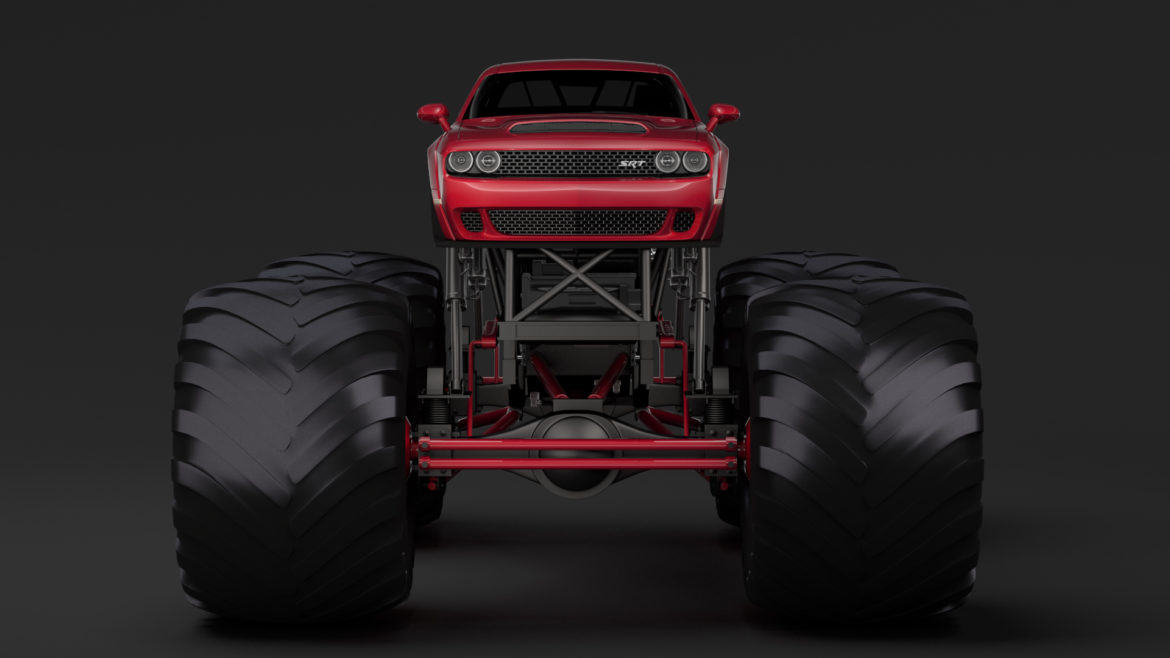 monster truck dodge challenger demon 3d model 3ds max fbx c4d lwo ma mb hrc xsi obj 311326