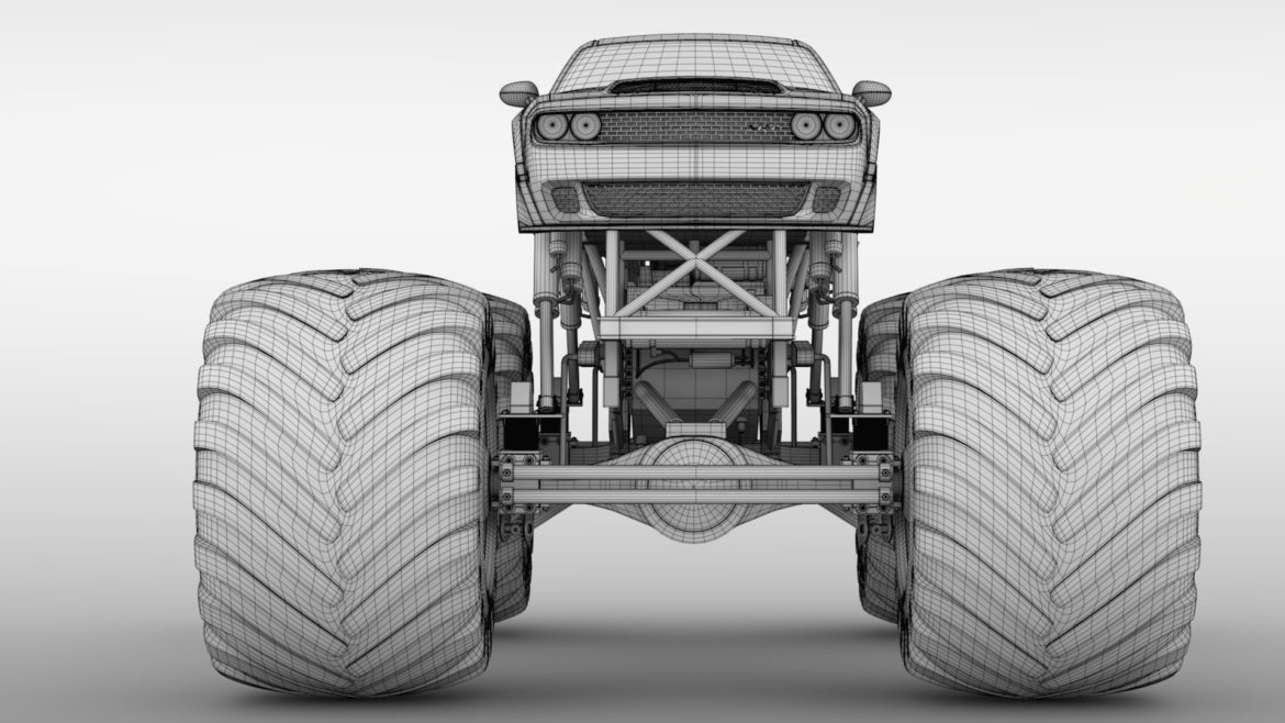 monster truck dodge challenger demon 3d model 3ds max fbx c4d lwo ma mb hrc xsi obj 311345