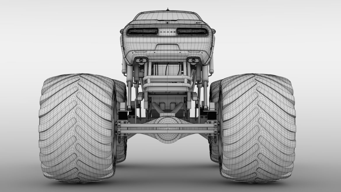 monster truck dodge challenger demon 3d model 3ds max fbx c4d lwo ma mb hrc xsi obj 311347