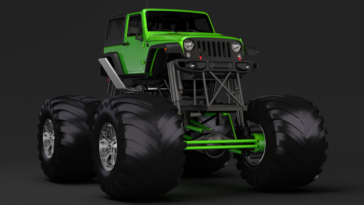 monster truck jeep wrangler rubicon recon 3d model 3ds max fbx c4d lwo ma mb hrc xsi obj 311361