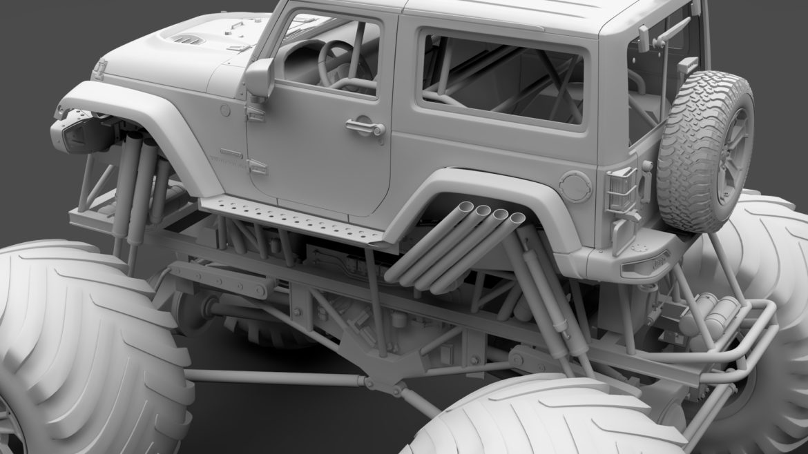 monster truck jeep wrangler rubicon recon 3d model 3ds max fbx c4d lwo ma mb hrc xsi obj 311374