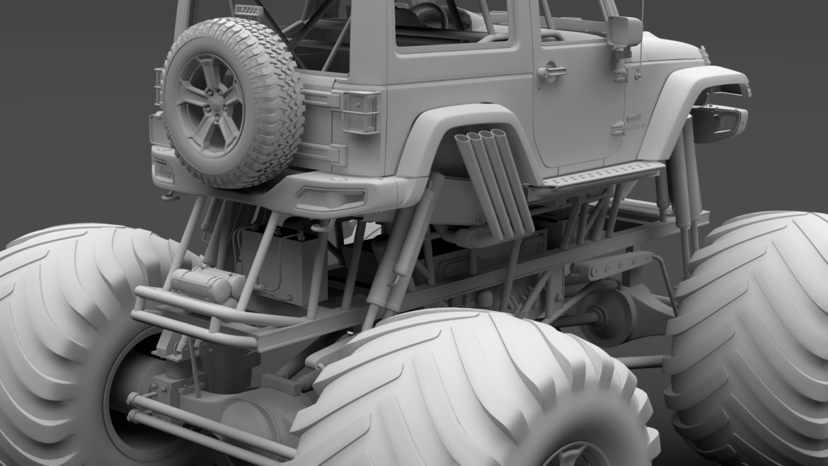 monster truck jeep wrangler rubicon recon 3d model 3ds max fbx c4d lwo ma mb hrc xsi obj 311375