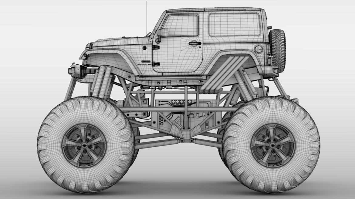 monster truck jeep wrangler rubicon recon 3d model 3ds max fbx c4d lwo ma mb hrc xsi obj 311377