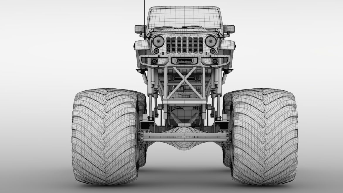 monster truck jeep wrangler rubicon recon 3d model 3ds max fbx c4d lwo ma mb hrc xsi obj 311380