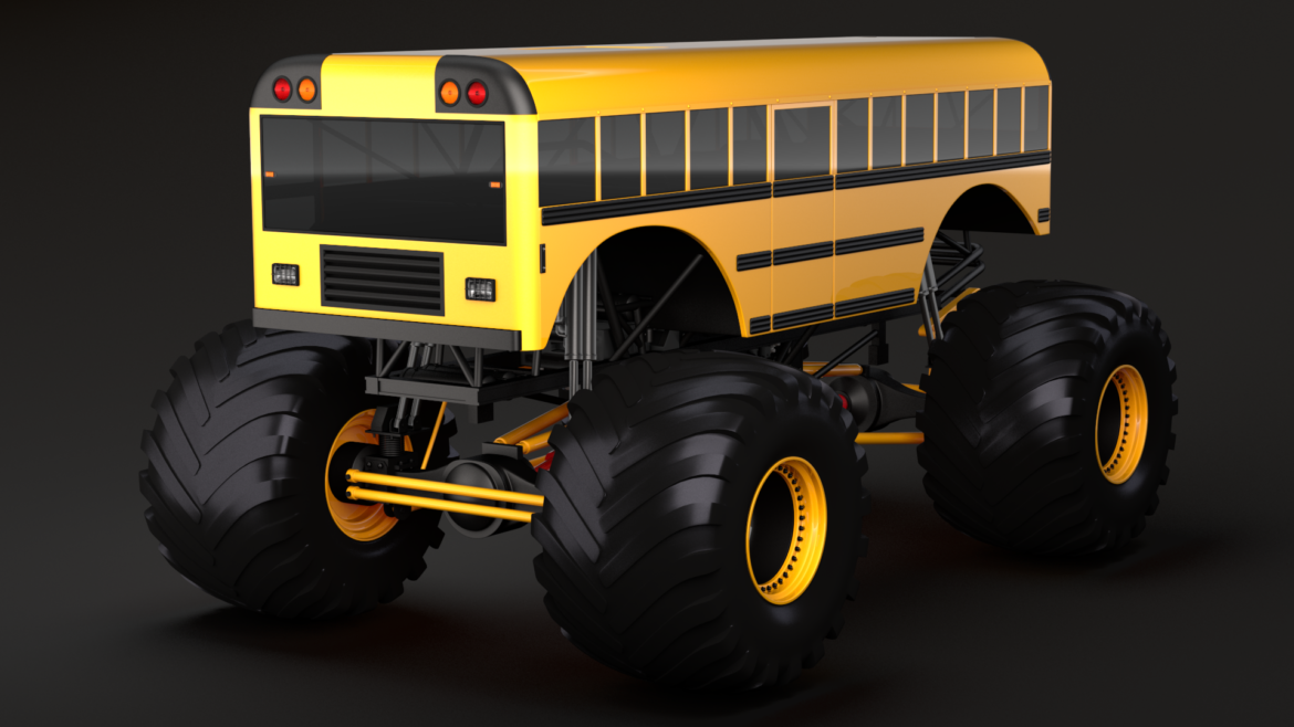 monster truck school bus 3d model 3ds max fbx c4d lwo ma mb hrc xsi obj 311426