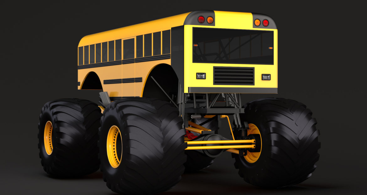 monster truck school bus 3d model 3ds max fbx c4d lwo ma mb hrc xsi obj 311427