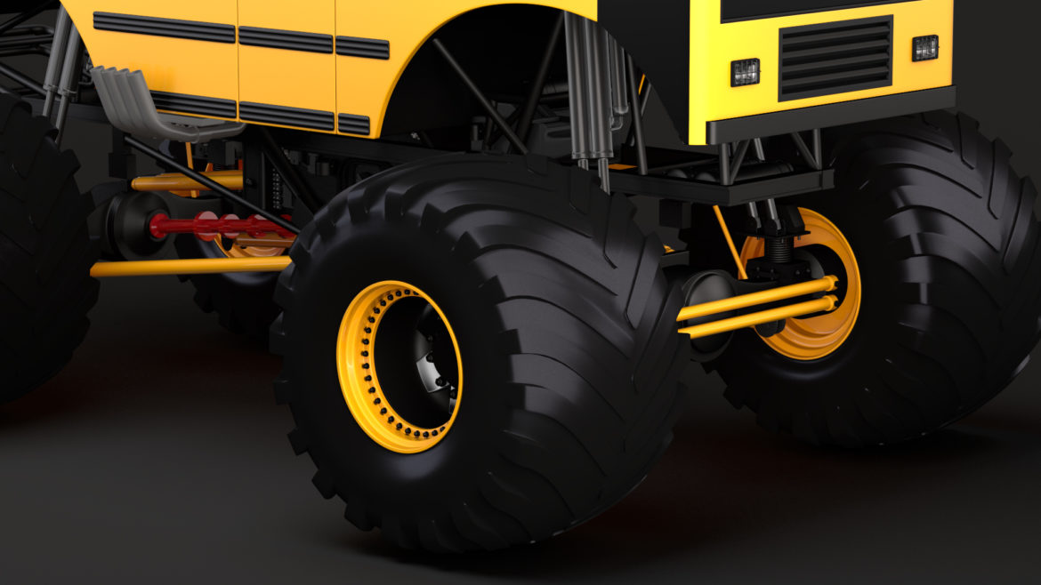 monster truck school bus 3d model 3ds max fbx c4d lwo ma mb hrc xsi obj 311428